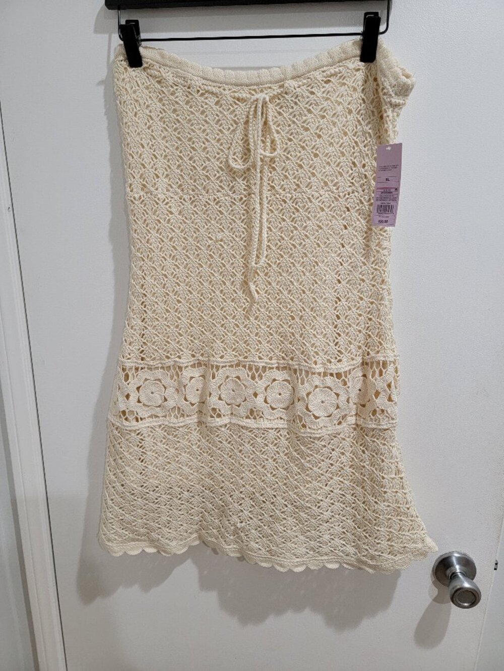 Wild Fable Strapless Crochet Mini Dress Off White Cream